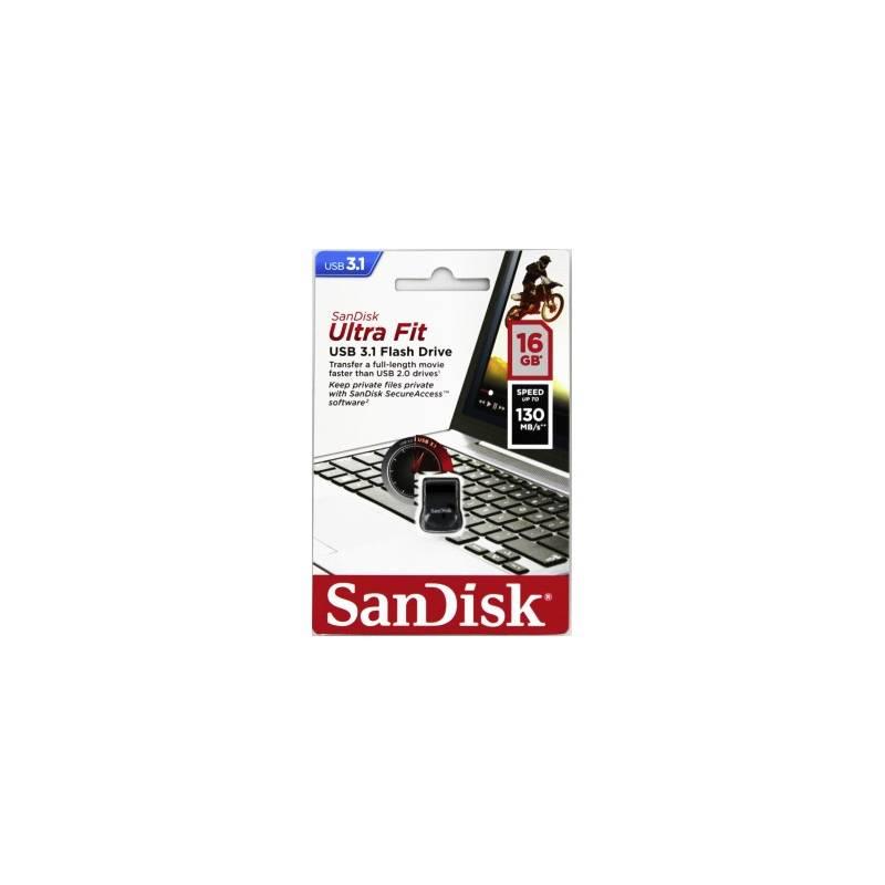 USB Flash Sandisk Ultra Fit 16GB černý, USB, Flash, Sandisk, Ultra, Fit, 16GB, černý