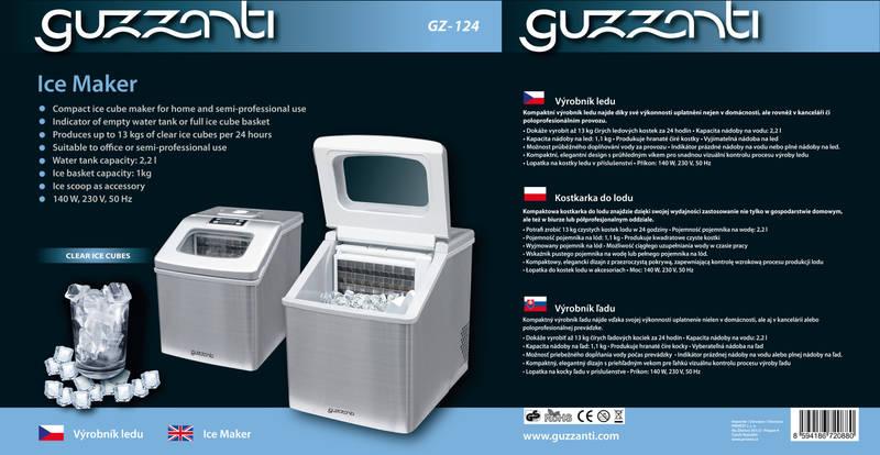 Výrobník ledu Guzzanti GZ 124 bílý nerez, Výrobník, ledu, Guzzanti, GZ, 124, bílý, nerez