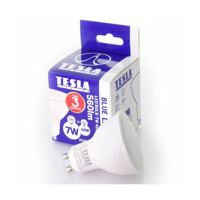 Žárovka LED Tesla bodová, 7W, GU10, studená bílá