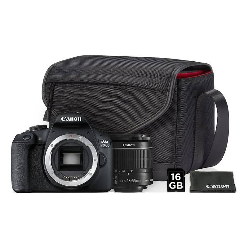 Digitální fotoaparát Canon EOS 2000D 18-55 IS II SB130 16GB karta černý, Digitální, fotoaparát, Canon, EOS, 2000D, 18-55, IS, II, SB130, 16GB, karta, černý