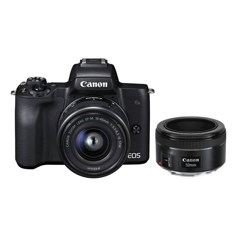 Digitální fotoaparát Canon EOS M50 M 15-45 IS STM obj. 50 1.8 ADAPTER černý