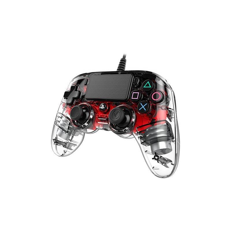 Gamepad Nacon Wired Compact Controller pro PS4 červený průhledný