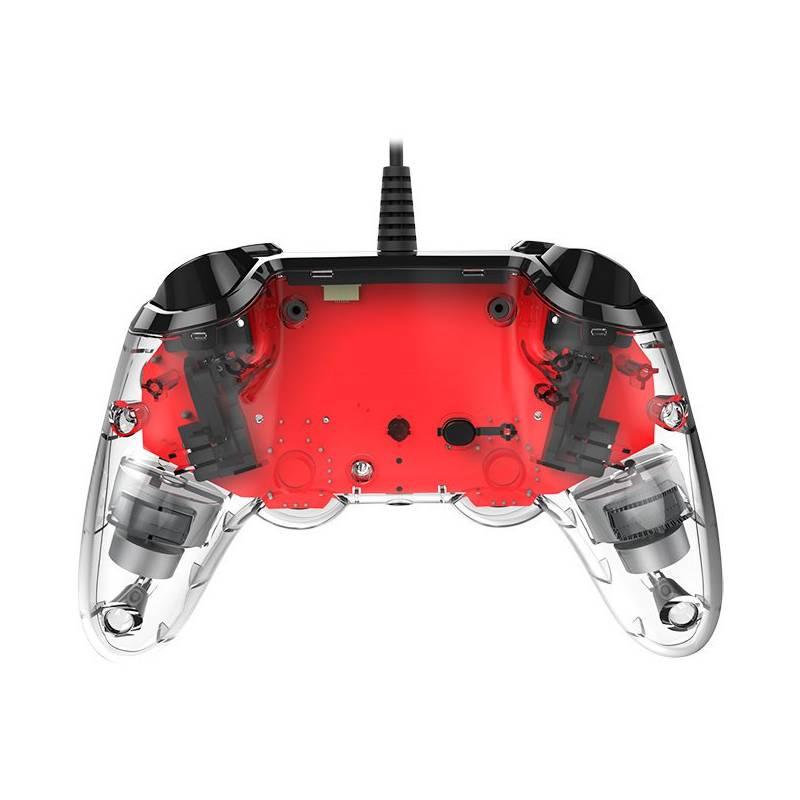 Gamepad Nacon Wired Compact Controller pro PS4 červený průhledný