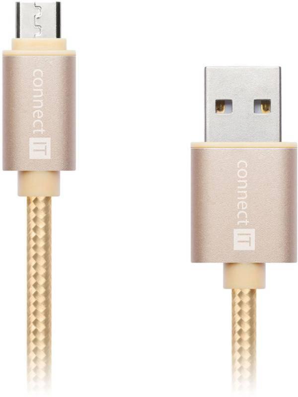 Kabel Connect IT Wirez Premium Metallic USB micro USB, 1m zlatý, Kabel, Connect, IT, Wirez, Premium, Metallic, USB, micro, USB, 1m, zlatý