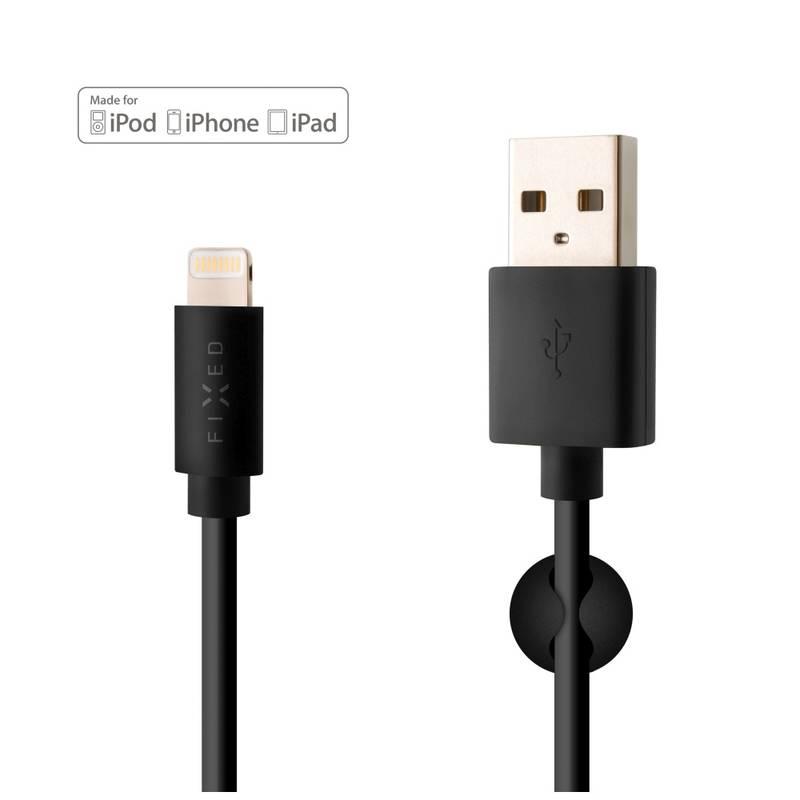 Nabíječka do sítě FIXED 1x USB, 2,4A Lightning kabel černá