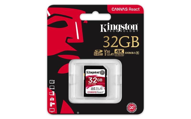 Paměťová karta Kingston Canvas React SDHC 32GB UHS-I U3