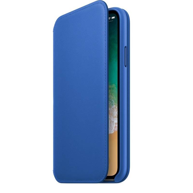 Pouzdro na mobil flipové Apple Leather Folio pro iPhone X - elektro modrá