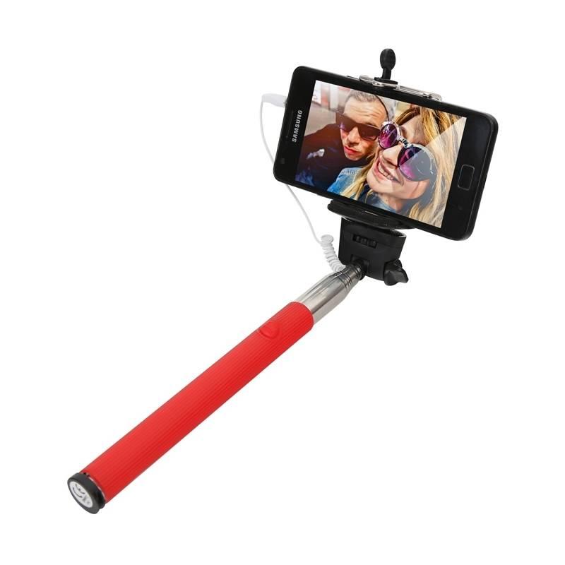 Selfie tyč PLATINET OMEGA MONOPOD, jack 3.5 mm, červená, Selfie, tyč, PLATINET, OMEGA, MONOPOD, jack, 3.5, mm, červená