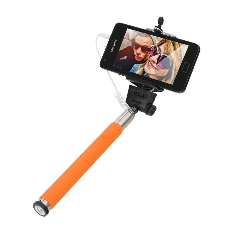 Selfie tyč PLATINET OMEGA MONOPOD, jack 3.5 mm, oranžová