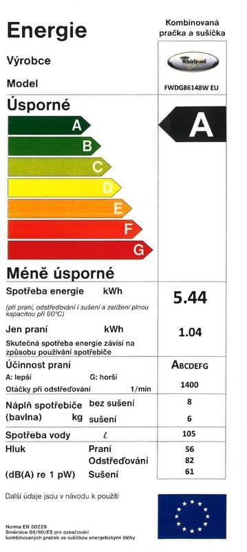 Automatická pračka se sušičkou Whirlpool FWDG86148W EU bílá