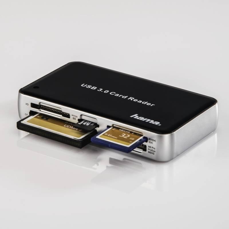 Čtečka paměťových karet Hama USB 3.0 All in One černá stříbrná