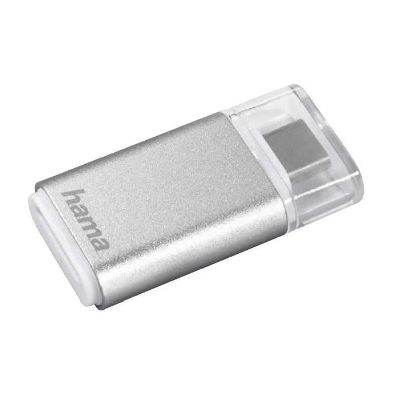 Čtečka paměťových karet Hama USB 3.1 typ C, OTG , microSD stříbrná