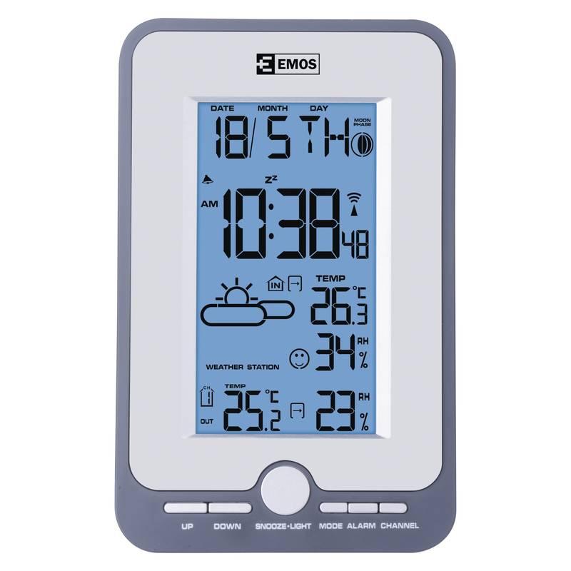 Meteorologická stanice EMOS E0305C dárek šedá bílá