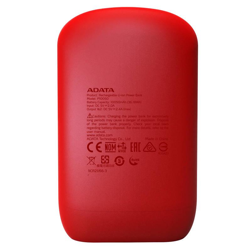 Powerbank ADATA P10050 10050mAh červená