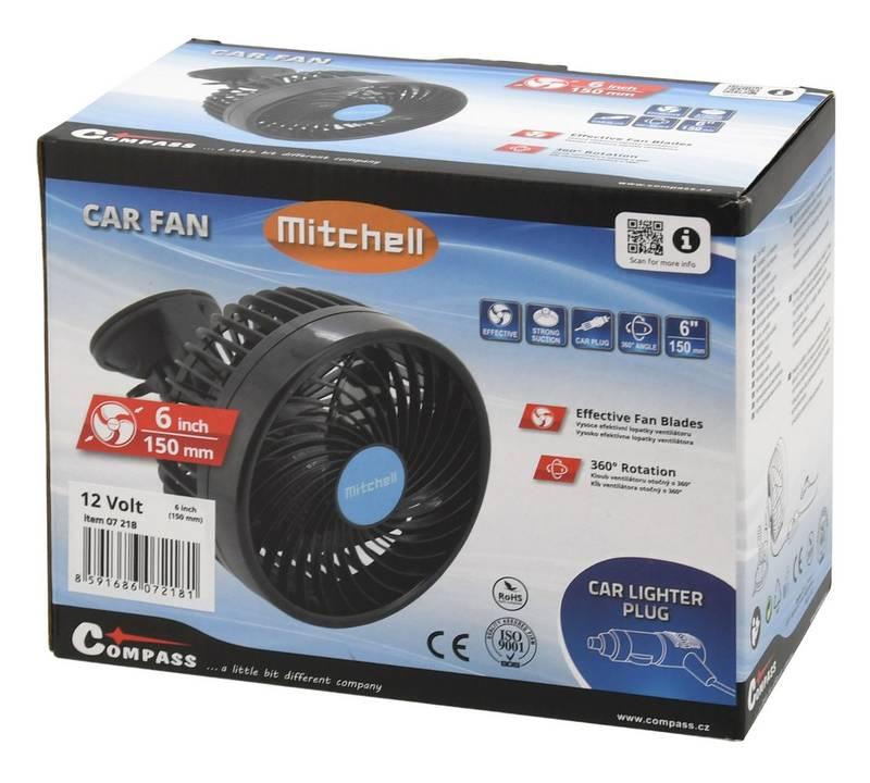 Ventilátor Mitchell 150mm 12V na přísavku