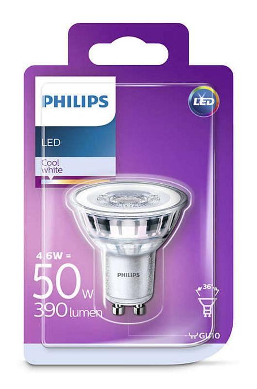 Žárovka LED Philips bodová, 4,6W, GU10, studená bílá