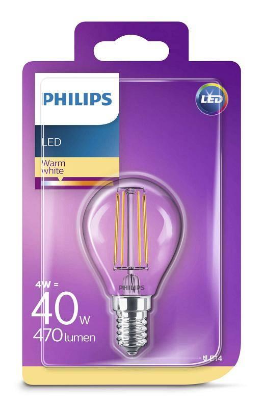 Žárovka LED Philips klasik, 4W, E14, teplá bílá