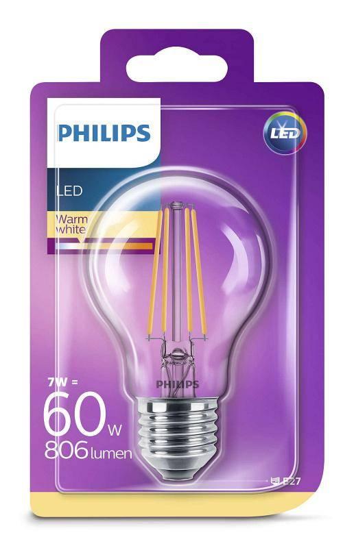 Žárovka LED Philips klasik, 7W, E27, teplá bílá