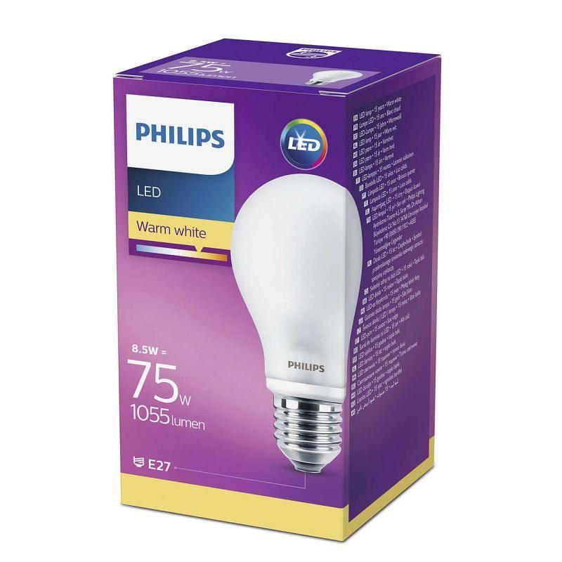 Žárovka LED Philips klasik, 8,5W, E27, teplá bílá