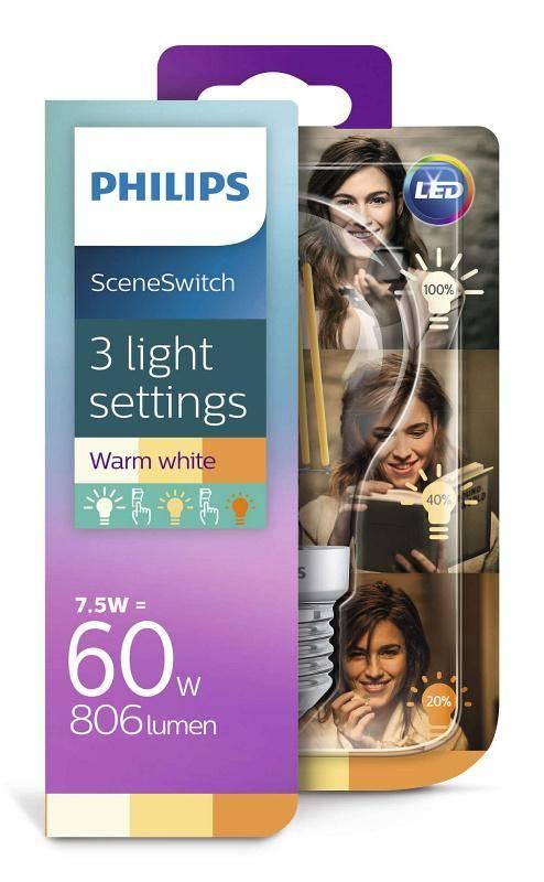 Žárovka LED Philips SceneSwitch, klasik, E27, 60W