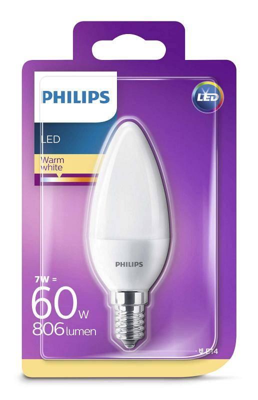 Žárovka LED Philips svíčka, 7W, E14, teplá bílá