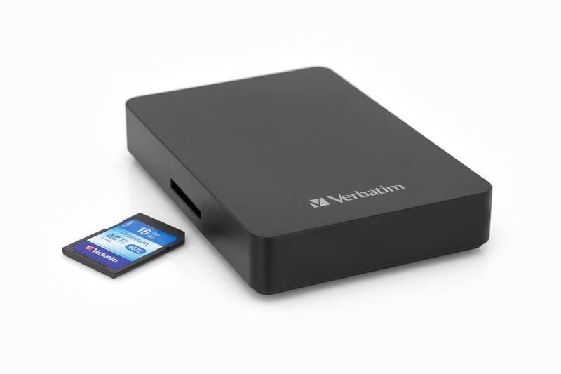 Externí pevný disk 2,5" Verbatim 1TB USB 3.0 SuperSpeed GEN2 se čtečkou karet 16 GB SD karta černý