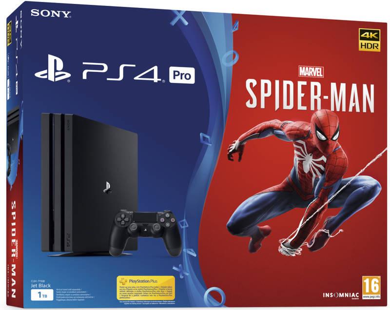 Herní konzole Sony PlayStation 4 Pro 1TB hra Spider-Man černý