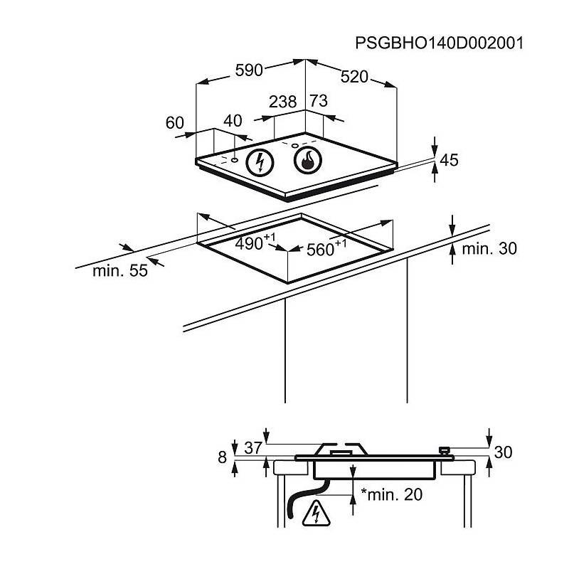 Plynová varná deska Electrolux KGG6438K černá