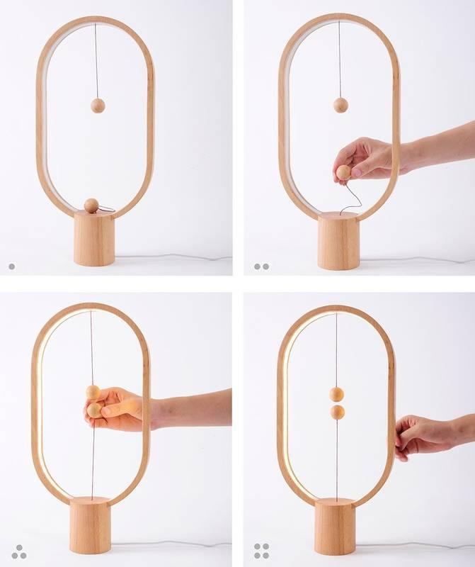 Stolní LED lampička Powercube Heng Balance Round USB - Light Wood