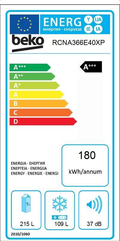 Chladnička s mrazničkou Beko RCNA 366 E40XP titanium