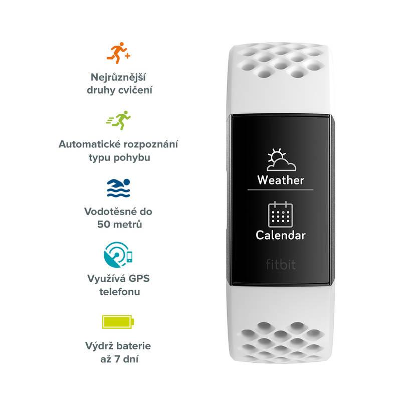 Fitness náramek Fitbit Charge 3 speciální edice - Graphite, White Silicone