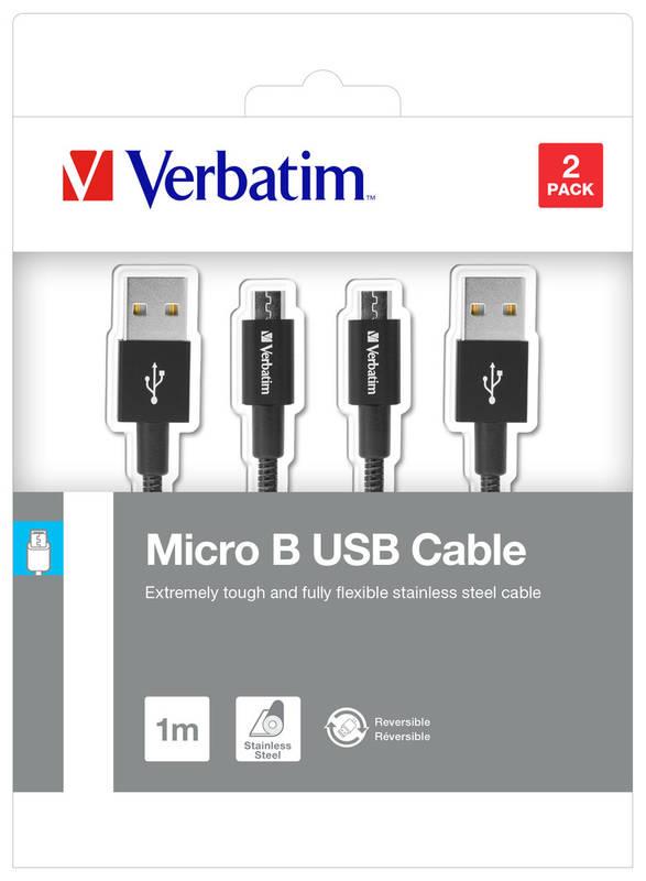 Kabel Verbatim USB micro USB, 1m 1m černý, Kabel, Verbatim, USB, micro, USB, 1m, 1m, černý