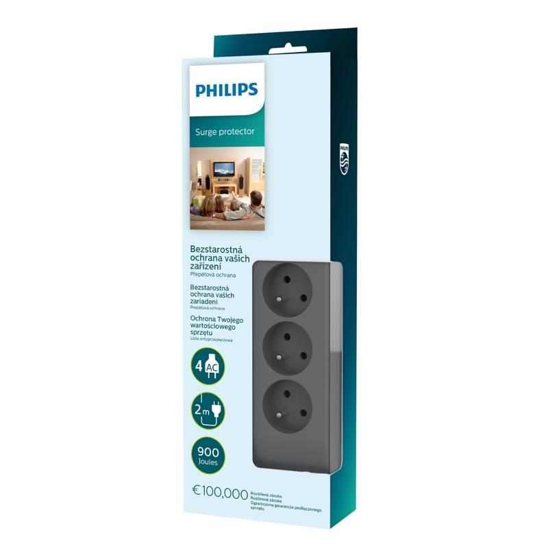 Přepěťová ochrana Philips SPN3140A 60 4x zásuvka, 2m šedá