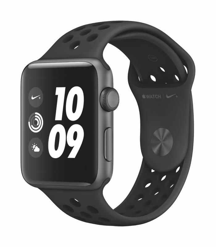 Chytré hodinky Apple Watch Nike Series 3 GPS 42mm pouzdro z vesmírně šedého hliníku - antracitový černý sportovní řemínek Nike, Chytré, hodinky, Apple, Watch, Nike, Series, 3, GPS, 42mm, pouzdro, z, vesmírně, šedého, hliníku, antracitový, černý, sportovní, řemínek, Nike
