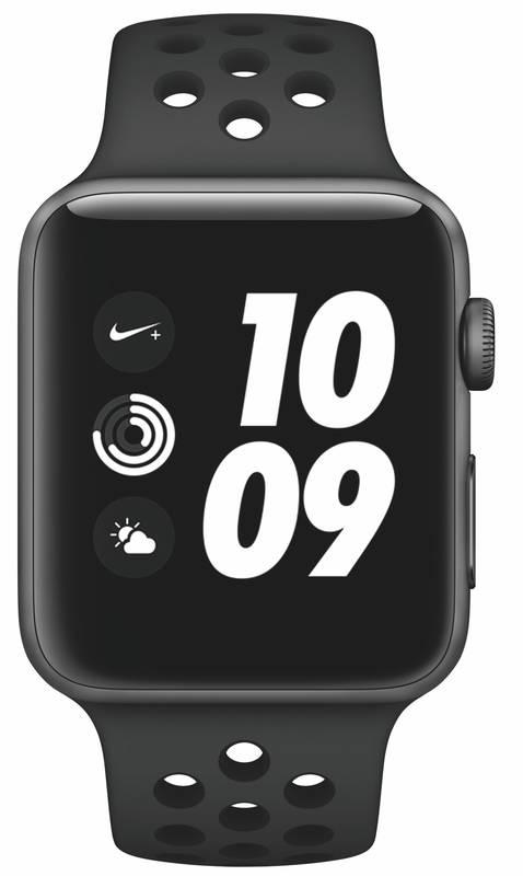 Chytré hodinky Apple Watch Nike Series 3 GPS 42mm pouzdro z vesmírně šedého hliníku - antracitový černý sportovní řemínek Nike