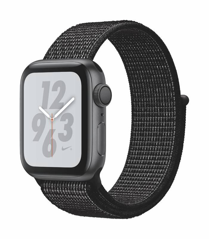 Chytré hodinky Apple Watch Nike Series 4 GPS 40mm pouzdro z vesmírně šedého hliníku - černý provlékací sportovní řemínek Nike