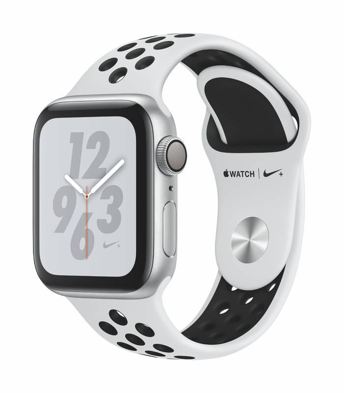 Chytré hodinky Apple Watch Nike Series 4 GPS 40mm pouzdro ze stříbrného hliníku - platinový černý sportovní řemínek Nike