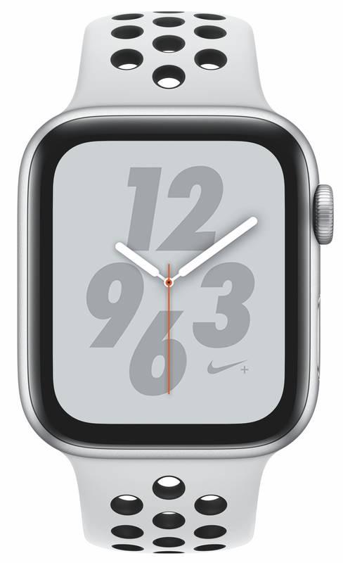 Chytré hodinky Apple Watch Nike Series 4 GPS 44mm pouzdro ze stříbrného hliníku - platinový černý sportovní řemínek Nike, Chytré, hodinky, Apple, Watch, Nike, Series, 4, GPS, 44mm, pouzdro, ze, stříbrného, hliníku, platinový, černý, sportovní, řemínek, Nike
