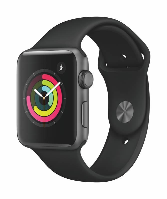 Chytré hodinky Apple Watch Series 3 GPS 42mm pouzdro z vesmírně šedého hliníku - černý sportovní řemínek