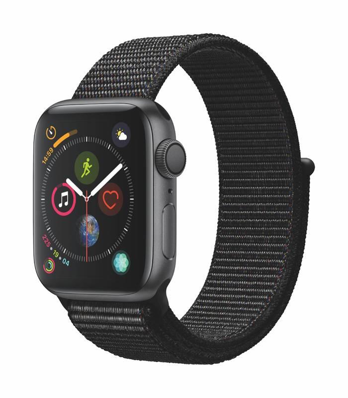 Chytré hodinky Apple Watch Series 4 GPS 40mm pouzdro z vesmírně šedého hliníku - černý provlékací sportovní řemínek CZ verze
