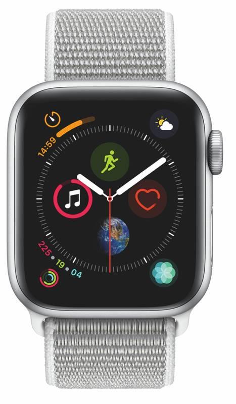 Chytré hodinky Apple Watch Series 4 GPS 40mm pouzdro ze stříbrného hliníku - mušlově bílý provlékací sportovní řemínek CZ verze, Chytré, hodinky, Apple, Watch, Series, 4, GPS, 40mm, pouzdro, ze, stříbrného, hliníku, mušlově, bílý, provlékací, sportovní, řemínek, CZ, verze