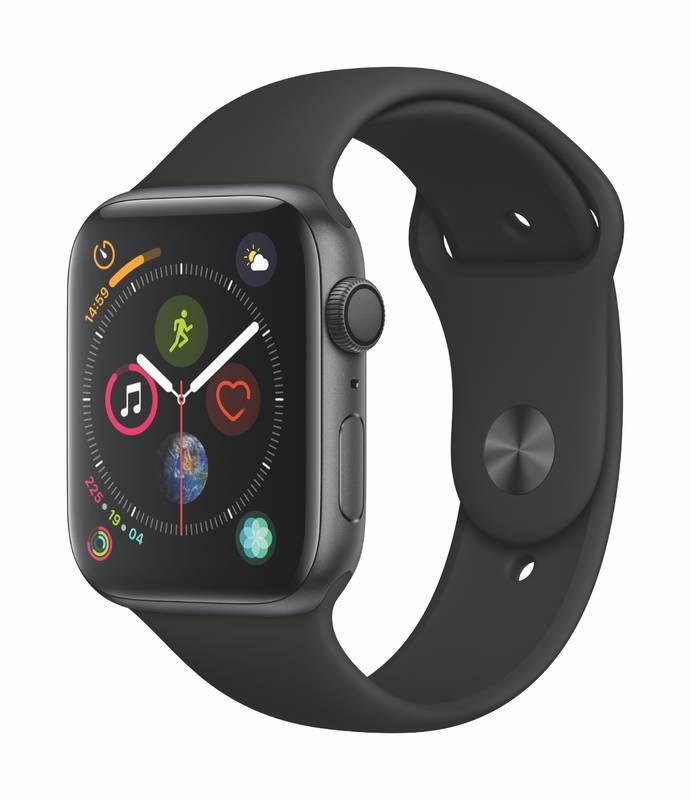 Chytré hodinky Apple Watch Series 4 GPS 44mm pouzdro z vesmírně šedého hliníku - černý sportovní řemínek CZ verze, Chytré, hodinky, Apple, Watch, Series, 4, GPS, 44mm, pouzdro, z, vesmírně, šedého, hliníku, černý, sportovní, řemínek, CZ, verze