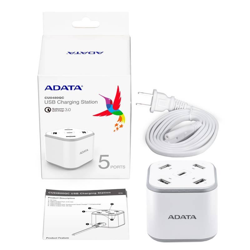 Nabíječka do sítě ADATA USB Charging Station, 4x USB, 1x USB-C bílá, Nabíječka, do, sítě, ADATA, USB, Charging, Station, 4x, USB, 1x, USB-C, bílá