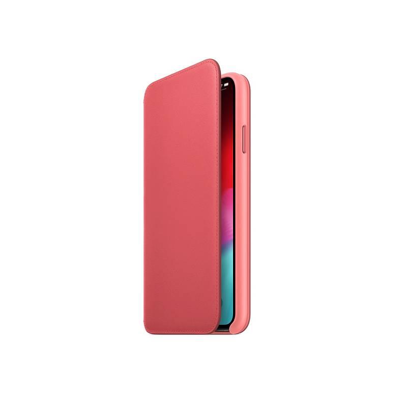 Pouzdro na mobil flipové Apple Leather Folio pro iPhone Xs Max - pivoňkově růžové