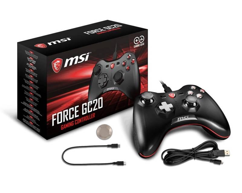 Gamepad MSI Force GC20, drátový, pro PC, PS3, Android černý