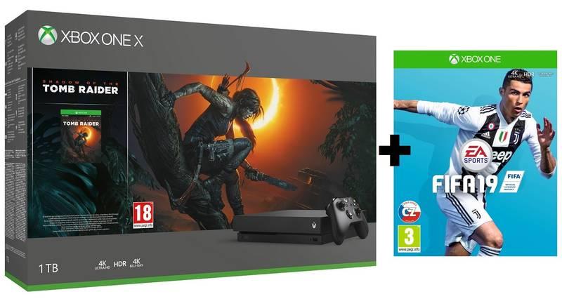 Herní konzole Microsoft Xbox One X 1 TB Shadow of the Tomb Raider FIFA 19