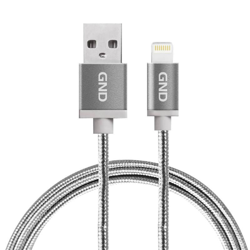 Kabel GND USB lightning MFI, 1m, opletený titanium