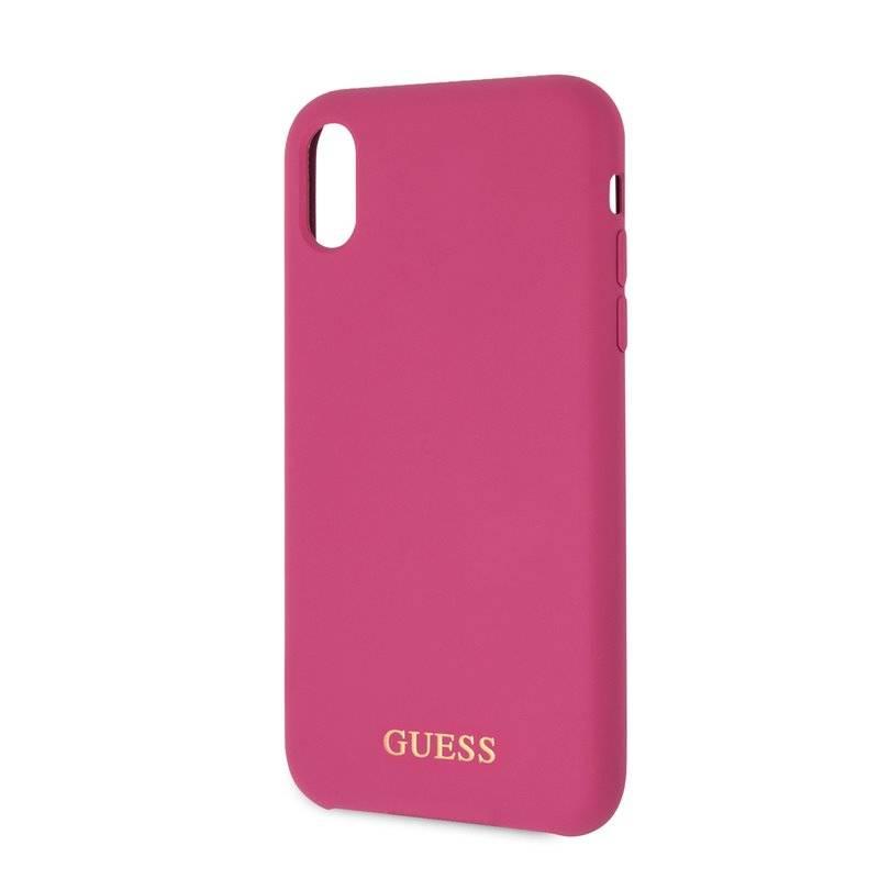 Kryt na mobil Guess Silicone Cover pro Apple iPhone XR - tmavě růžový