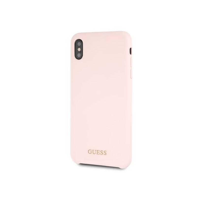 Kryt na mobil Guess Silicone Cover pro Apple iPhone Xs Max - světle růžový