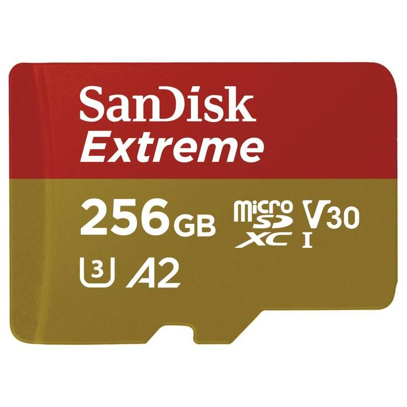 Paměťová karta Sandisk Micro SDXC Extreme 256GB, A2, UHS-I U3 adapter, Paměťová, karta, Sandisk, Micro, SDXC, Extreme, 256GB, A2, UHS-I, U3, adapter